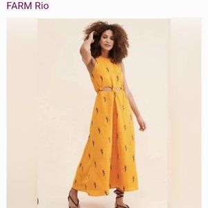 Anthropologie Farm Rio Orange Parrot Cutout Sleeveless Maxi Dress Size L